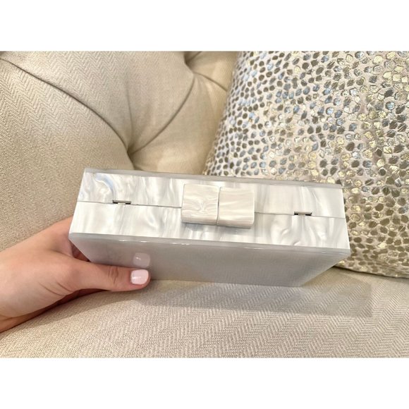 Mother of Pearl Acrylic Box Clutch, Marble Clutch Bag, Acrylic Clutch Bag - Picture 5 of 10